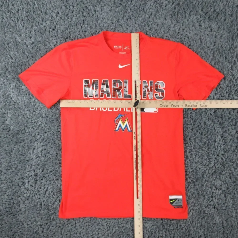 Nike Shirt Mens Small Orange Marlins Baseball Dri-Fit Short Sleeve '